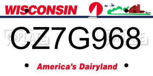 CZ7G968 Wisconsin License Plate