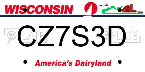 CZ7S3D Wisconsin License Plate