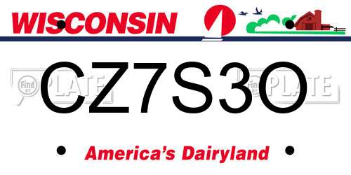 CZ7S3O Wisconsin License Plate