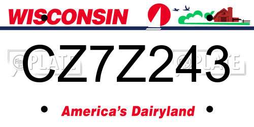 CZ7Z243 Wisconsin License Plate