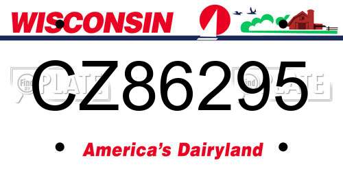 CZ86295 Wisconsin License Plate