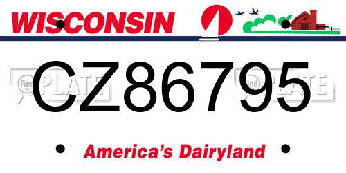 CZ86795 Wisconsin License Plate