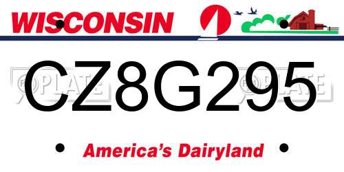 CZ8G295 Wisconsin License Plate