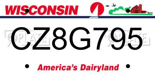 CZ8G795 Wisconsin License Plate