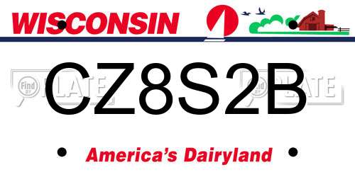 CZ8S2B Wisconsin License Plate