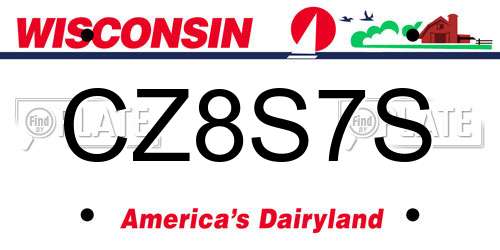 CZ8S7S Wisconsin License Plate