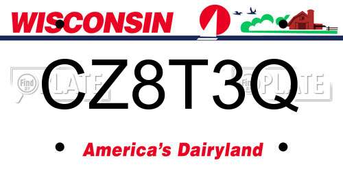 CZ8T3Q Wisconsin License Plate