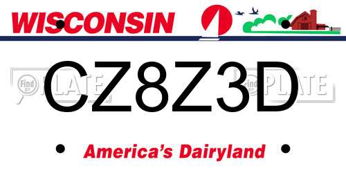 CZ8Z3D Wisconsin License Plate