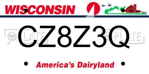 CZ8Z3Q Wisconsin License Plate