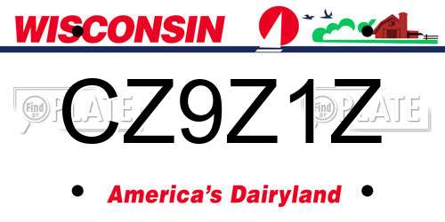 CZ9Z1Z Wisconsin License Plate