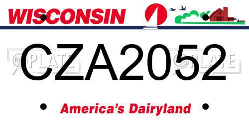 CZA2052 Wisconsin License Plate