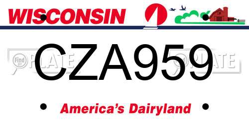 CZA959 Wisconsin License Plate
