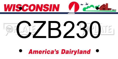 CZB230 Wisconsin License Plate