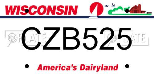 CZB525 Wisconsin License Plate
