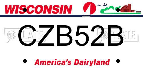 CZB52B Wisconsin License Plate