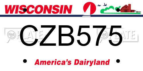 CZB575 Wisconsin License Plate