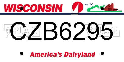 CZB6295 Wisconsin License Plate