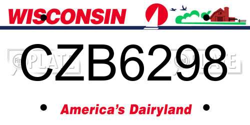 CZB6298 Wisconsin License Plate