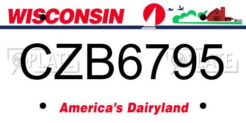CZB6795 Wisconsin License Plate