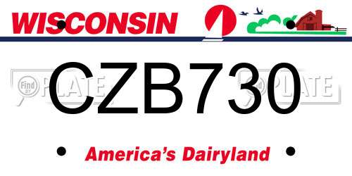 CZB730 Wisconsin License Plate