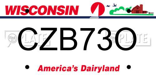 CZB73O Wisconsin License Plate