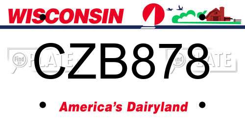 CZB878 Wisconsin License Plate