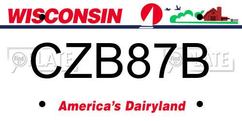 CZB87B Wisconsin License Plate