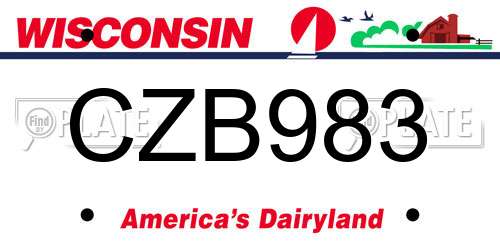 CZB983 Wisconsin License Plate