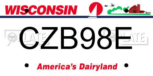 CZB98E Wisconsin License Plate