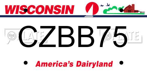 CZBB75 Wisconsin License Plate