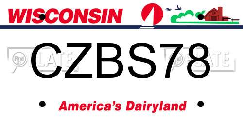 CZBS78 Wisconsin License Plate