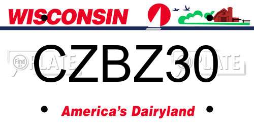 CZBZ30 Wisconsin License Plate