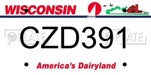 CZD391 Wisconsin License Plate