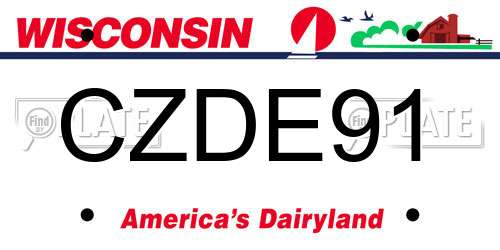 CZDE91 Wisconsin License Plate