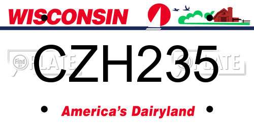 CZH235 Wisconsin License Plate