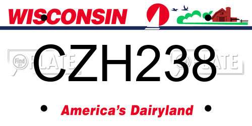 CZH238 Wisconsin License Plate