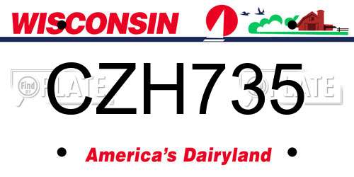 CZH735 Wisconsin License Plate