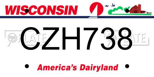 CZH738 Wisconsin License Plate