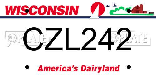 CZL242 Wisconsin License Plate