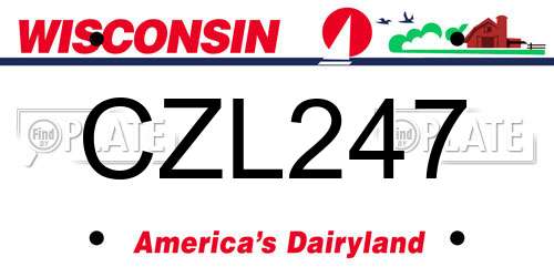 CZL247 Wisconsin License Plate