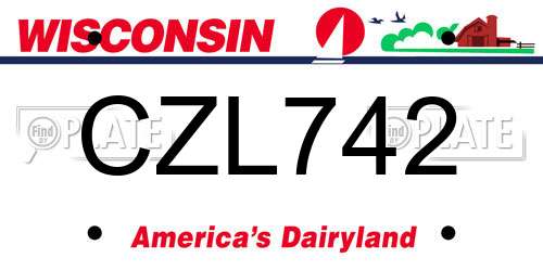 CZL742 Wisconsin License Plate