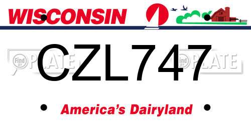 CZL747 Wisconsin License Plate
