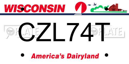 CZL74T Wisconsin License Plate