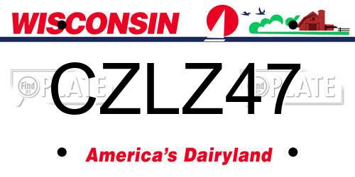 CZLZ47 Wisconsin License Plate