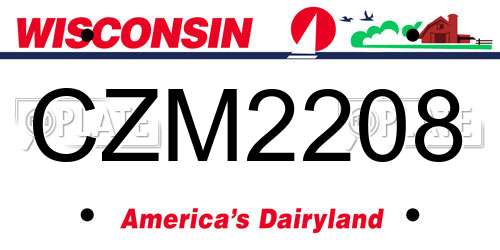 CZM2208 Wisconsin License Plate