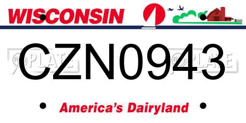 CZN0943 Wisconsin License Plate