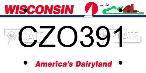 CZO391 Wisconsin License Plate