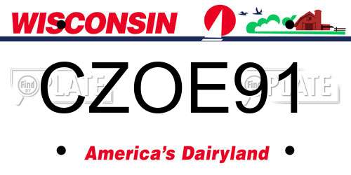 CZOE91 Wisconsin License Plate
