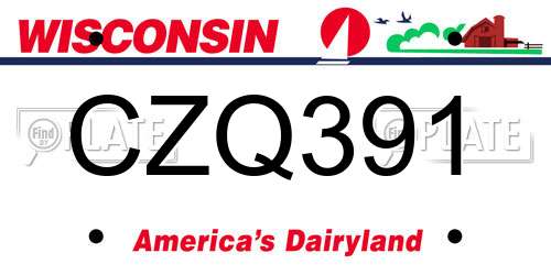 CZQ391 Wisconsin License Plate
