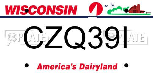 CZQ39I Wisconsin License Plate